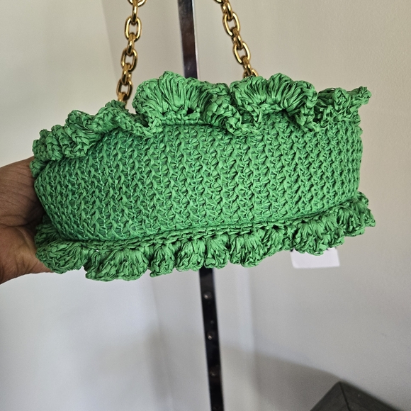 Zara Emerald Green 💚 Ruffle Shoulder Bag - Picture 7 of 8